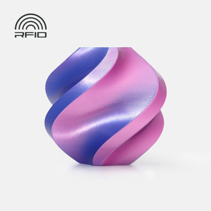 PLA Silk Dual Color Neon City (Blue-Magenta 13903) шовковий двоколірний ПЛА філамент Bambu Lab пластик для 3д друку